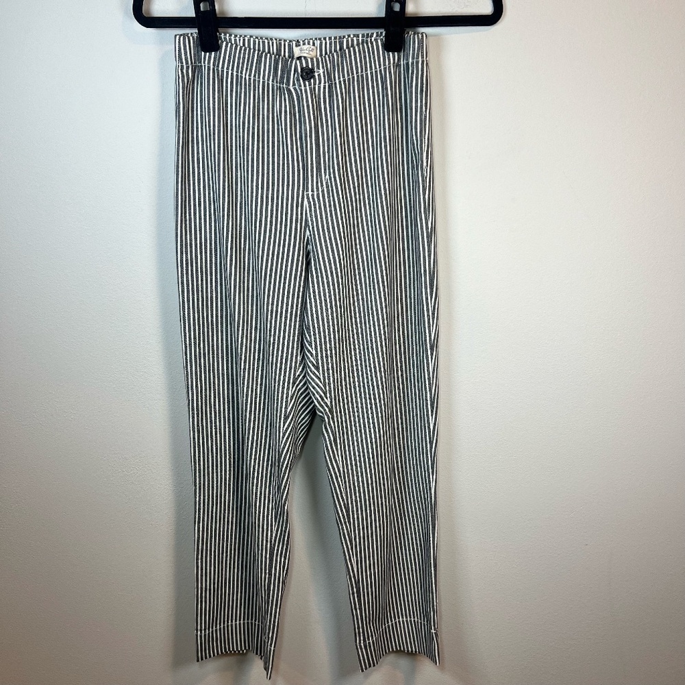 Brandy Melville John Galt Tilden Pants Black White Stripe High Rise Womens Small